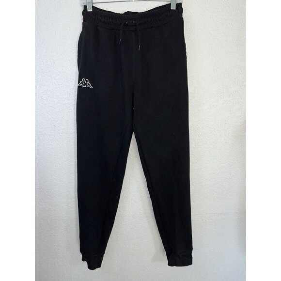 Kappa Patch Logo Sweatpants, Size Large Black Pockets Drawstring Heavy D1 - Picture 3 of 9